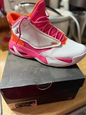 Jordan Women’s Mid-Top Sneakers — White / Pink / Orange
